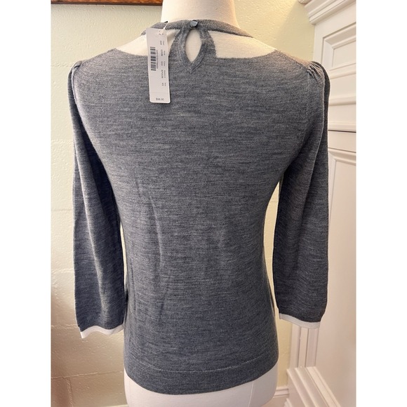 NWT J. Crew Womens XS Gray Trompe L'oeil Merino Wool Tippi Knit Sweater Pullover - Picture 4 of 8